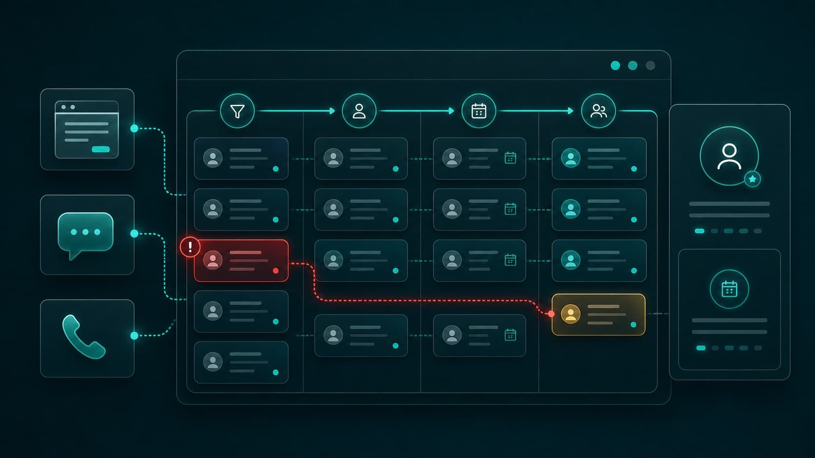 CRM inteligente que detecta una oportunidad sin seguimiento, asigna un responsable y programa la próxima acción