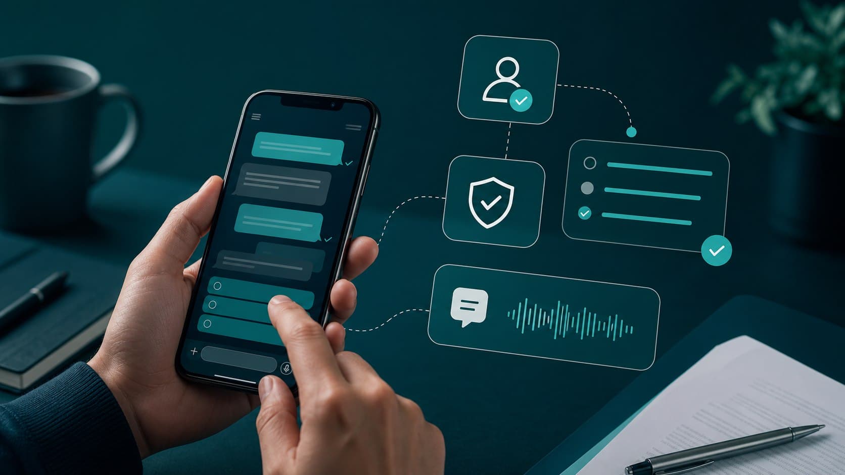 Conversación de cobranza por WhatsApp con opciones claras y trazabilidad