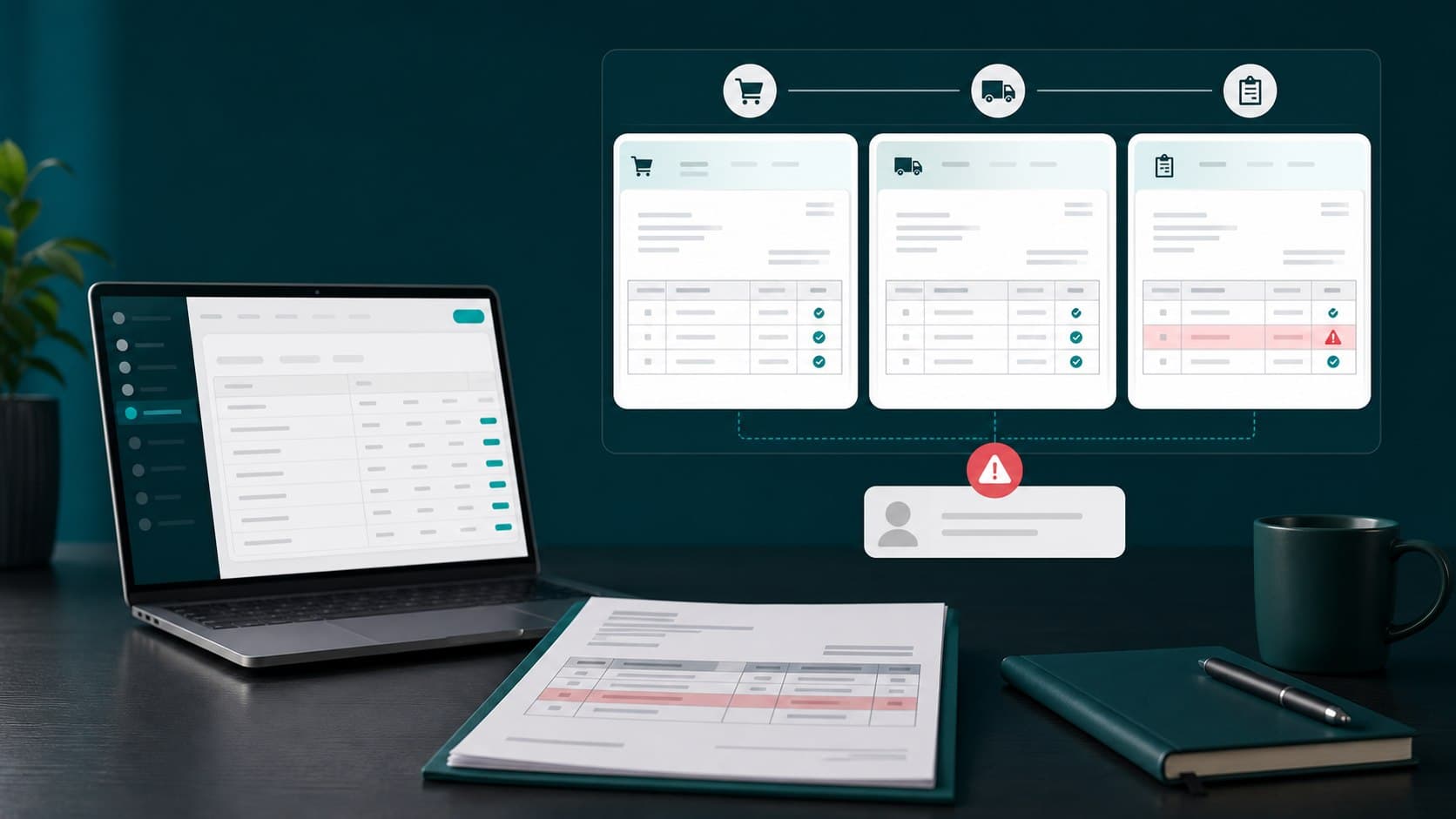 Verificación de facturas y excepciones dentro de un proceso operativo