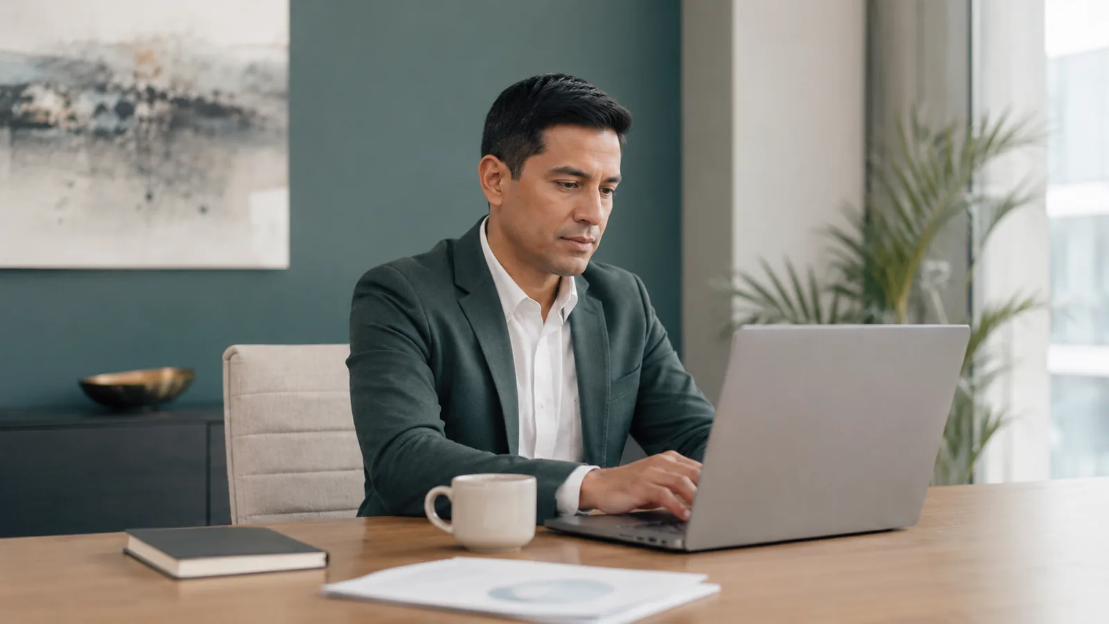Profesional revisando documentos y tareas operativas desde un computador