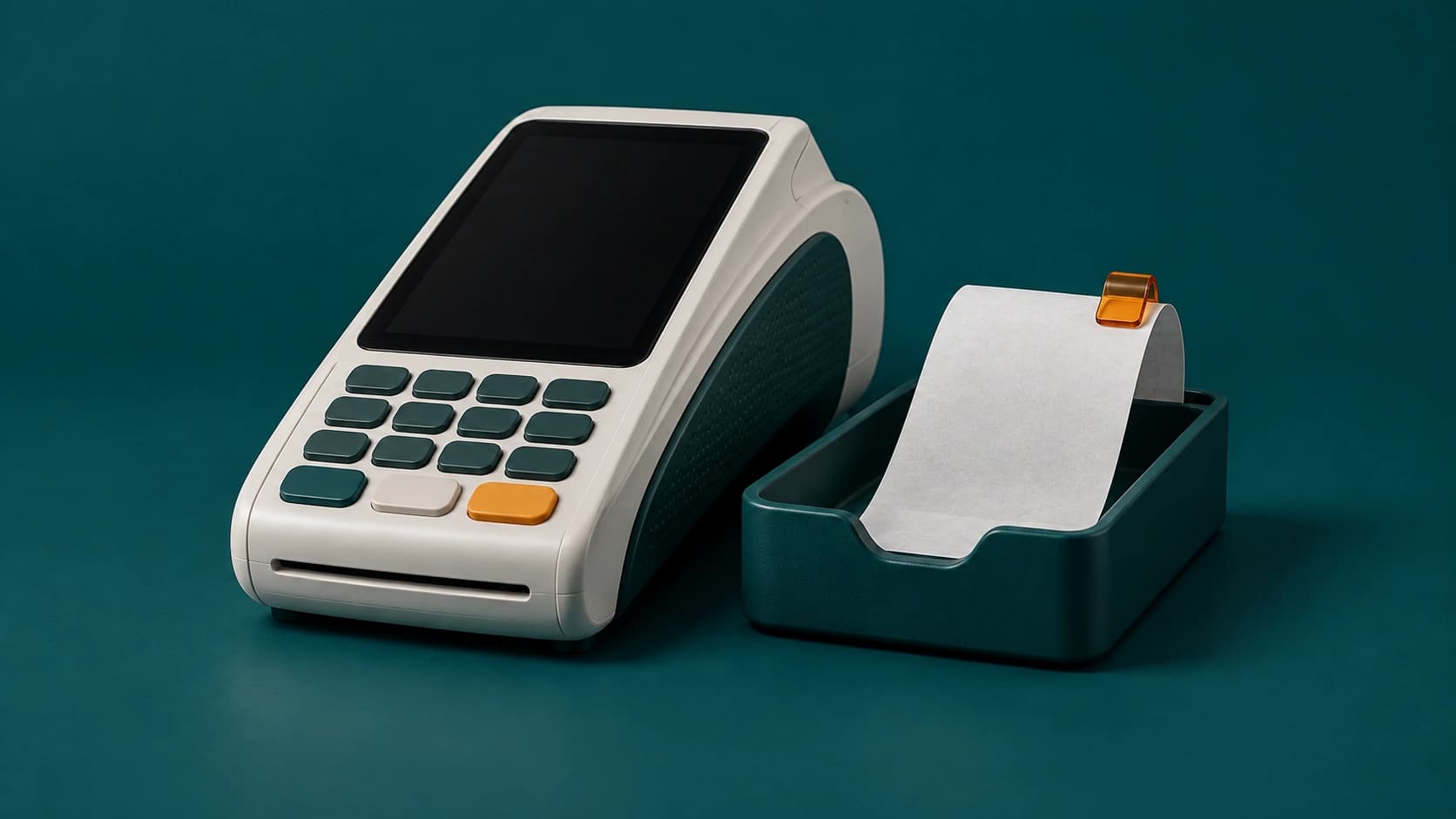 Render de un terminal de pago y un comprobante separado para revisión