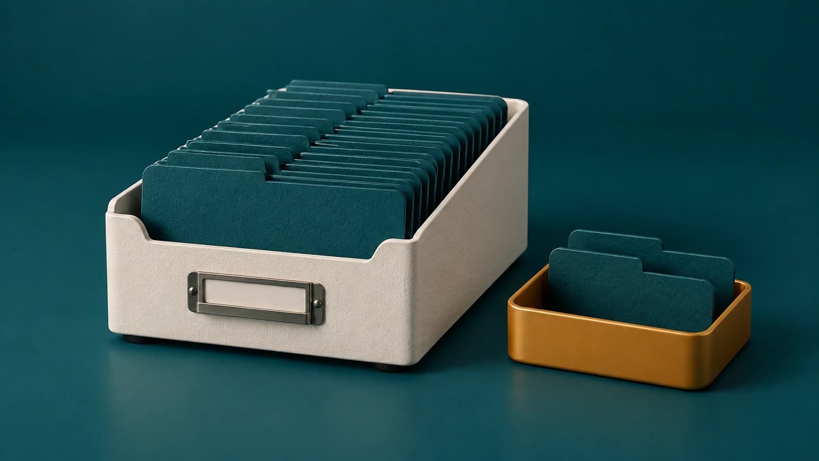 Render de fichas de contacto organizadas y duplicados separados