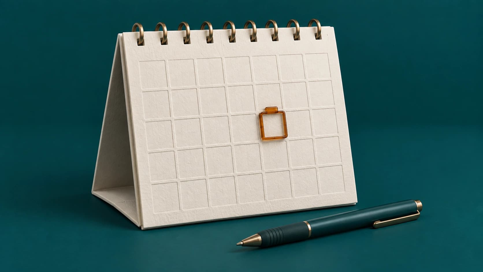 Renderização de um calendário de mesa com uma data marcada