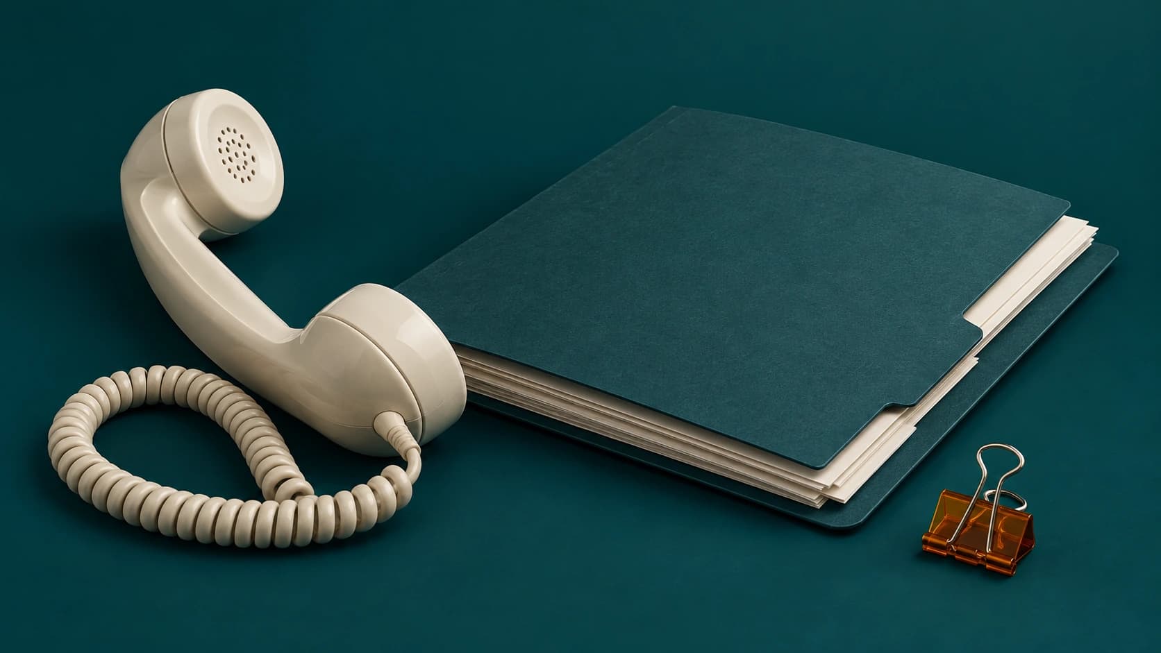Renderização de um fone telefônico e uma pasta de faturas para acompanhamento de pagamento